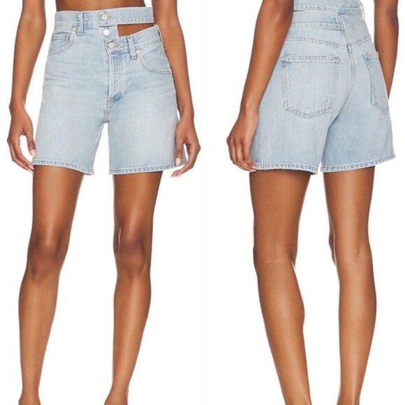 NWT AGOLDE‎ Cut-Out Waistband Denim Shorts - Picture 1 of 12